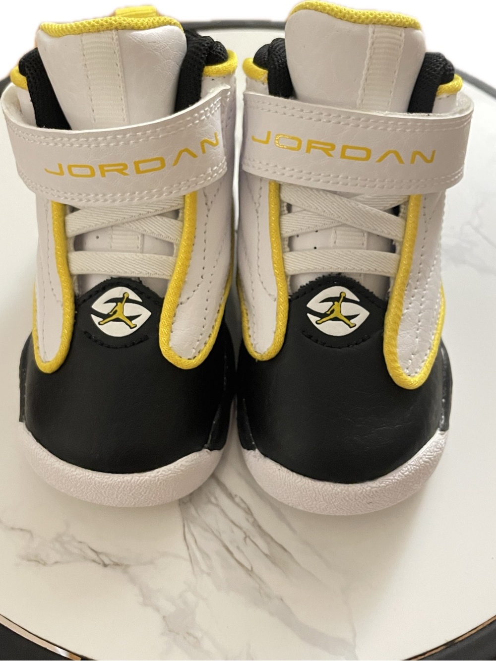Jordan Toddler High-Top Sneakers in White, Black & Yellow